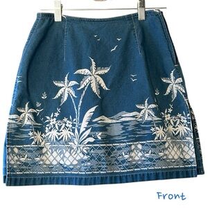 VTG Liz Claiborne Tropical Denim Skirt 2 Petite